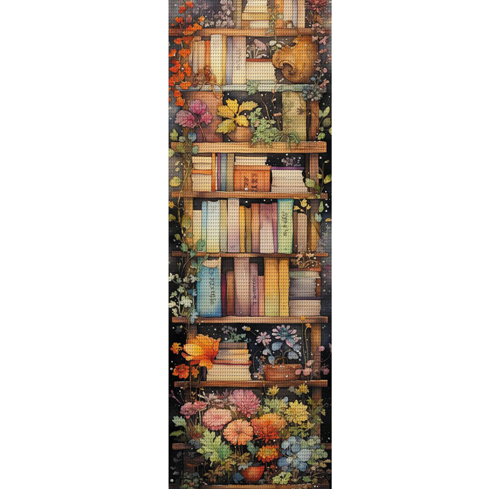 Stack Of Books With Flowers - 11CT Stamped Cross Stitch 30*80CM