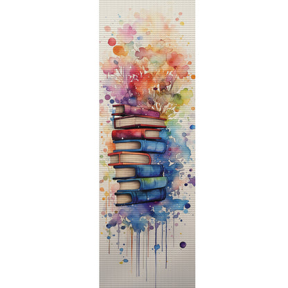 Stack Of Books With Flowers - 11CT Stamped Cross Stitch 30*80CM