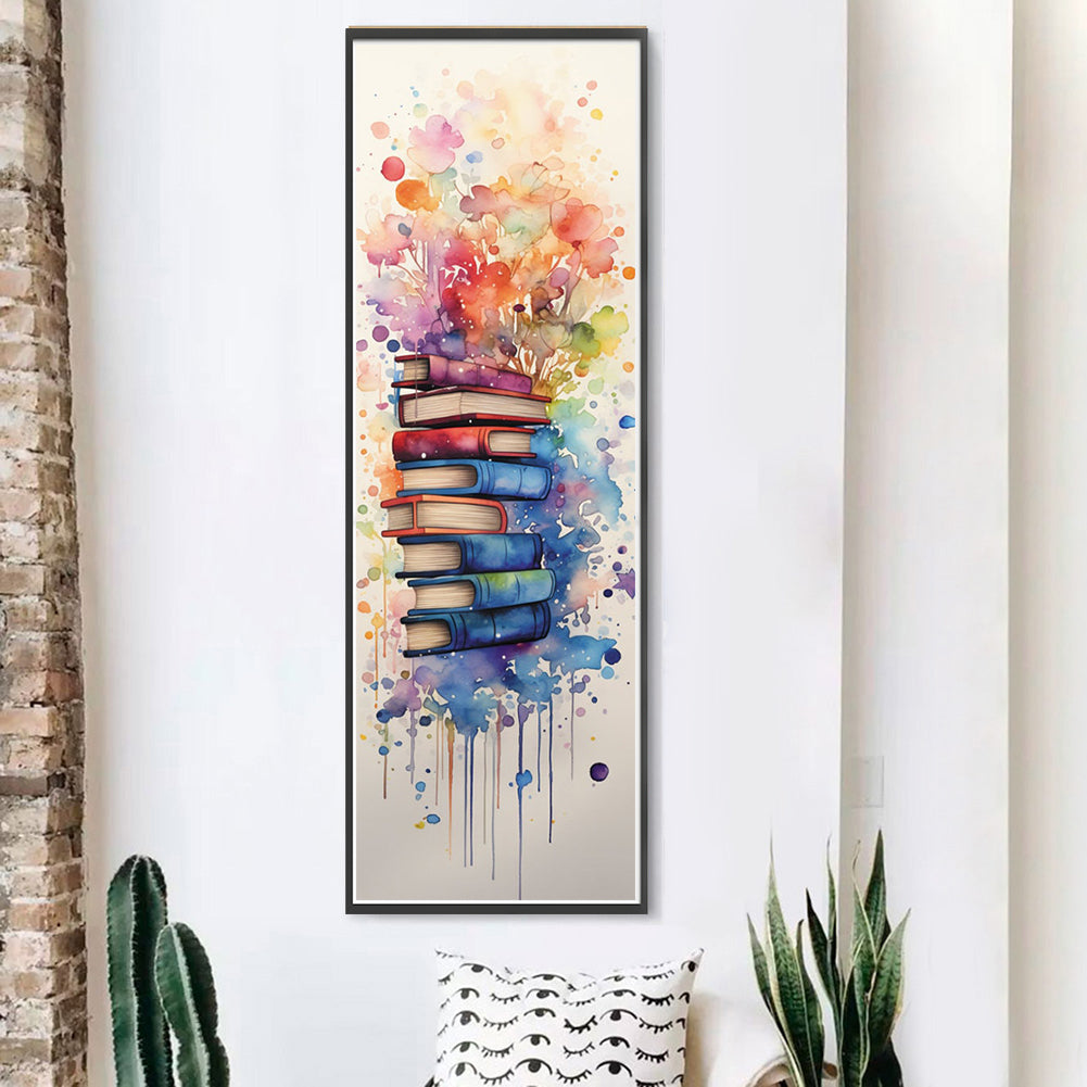 Stack Of Books With Flowers - 11CT Stamped Cross Stitch 30*80CM