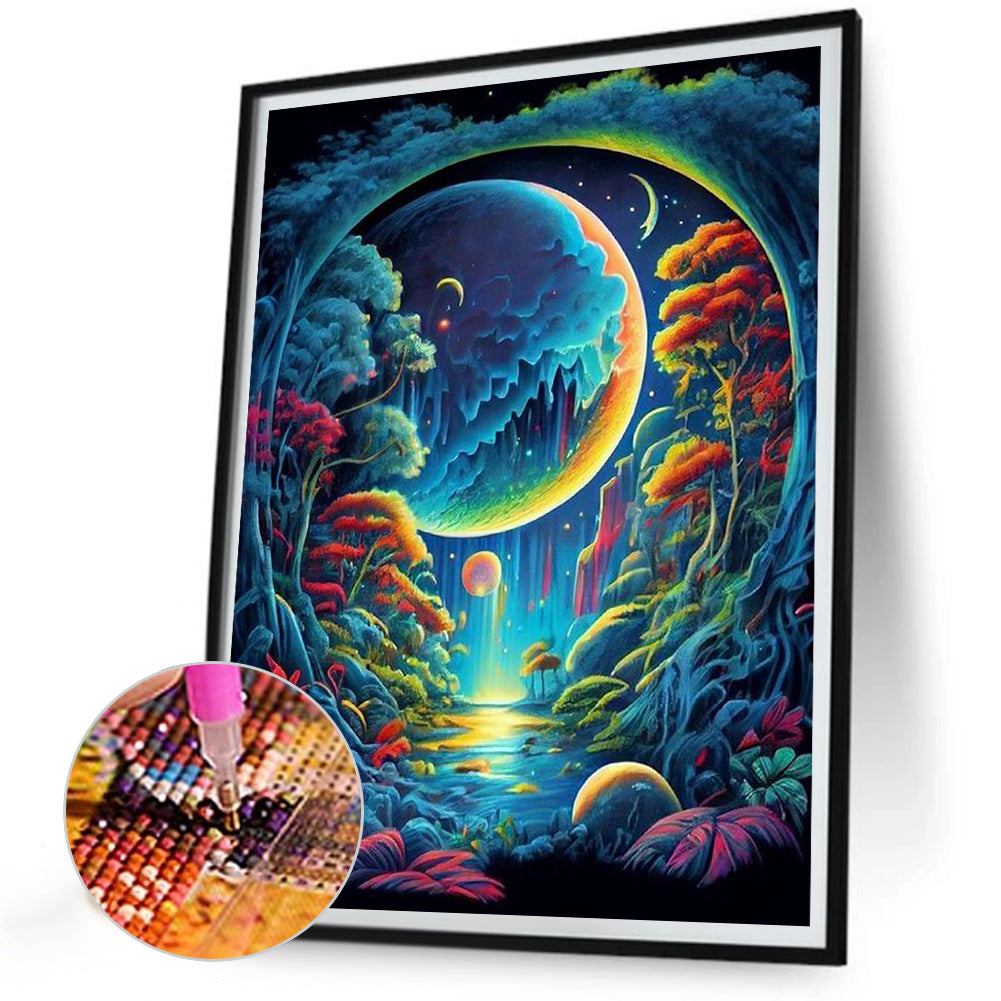 Fantasy Mirror Under The Moon - Full Round Drill Diamond Painting 30*40CM