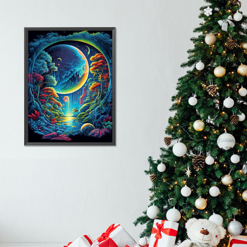 Fantasy Mirror Under The Moon - Full Round Drill Diamond Painting 30*40CM