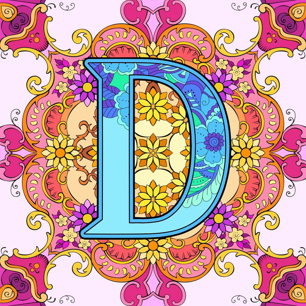 Mandala Letter D - Full Round Drill Diamond Painting 30*30CM