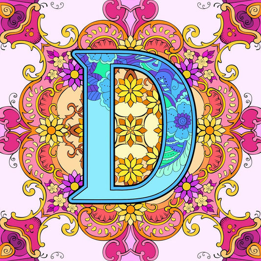 Mandala Letter D - Full Round Drill Diamond Painting 30*30CM