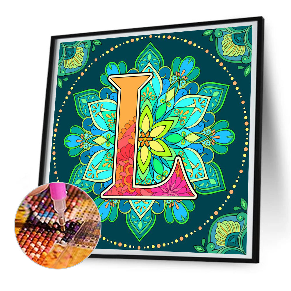 Mandala Letter L - Full Round Drill Diamond Painting 30*30CM