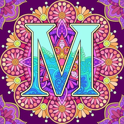Mandala Letter M - Full Round Drill Diamond Painting 30*30CM