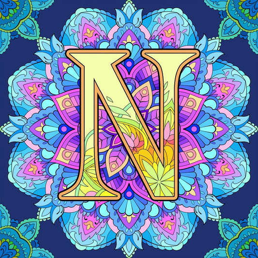 Mandala Letter N - Full Round Drill Diamond Painting 30*30CM