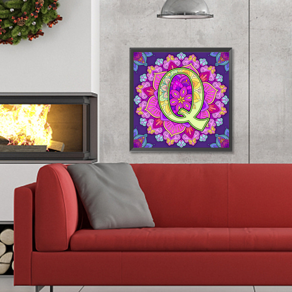 Mandala Letter Q - Full Round Drill Diamond Painting 30*30CM