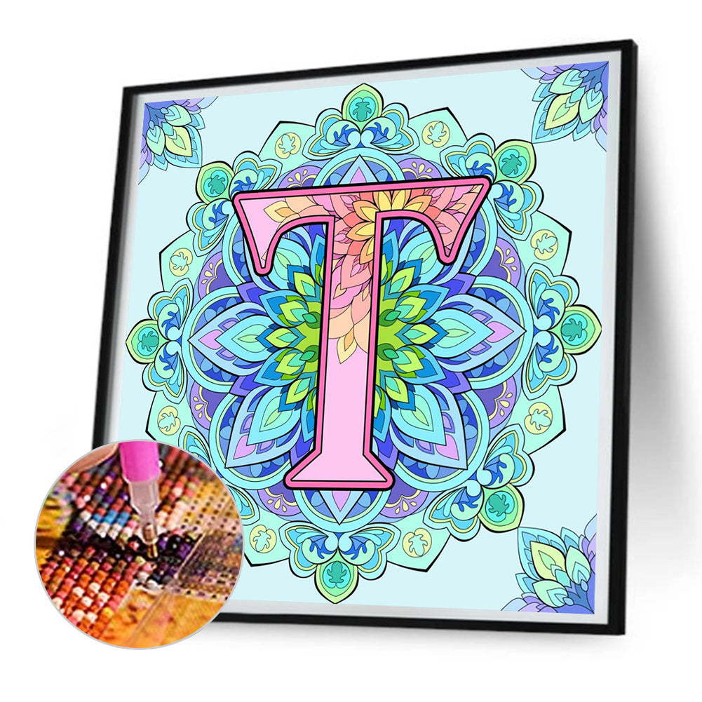 Mandala Letter T - Full Round Drill Diamond Painting 30*30CM