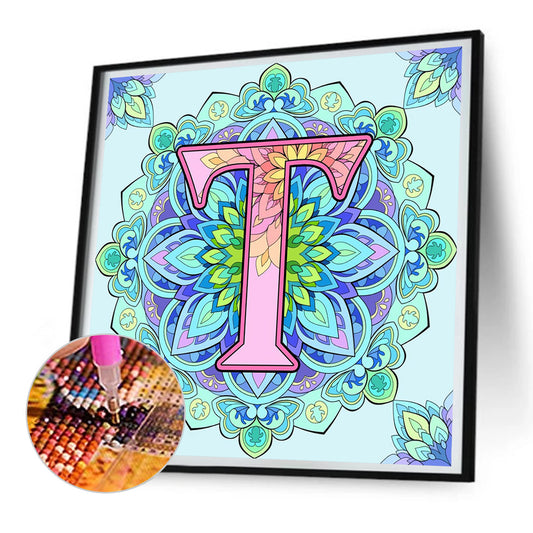 Mandala Letter T - Full Round Drill Diamond Painting 30*30CM