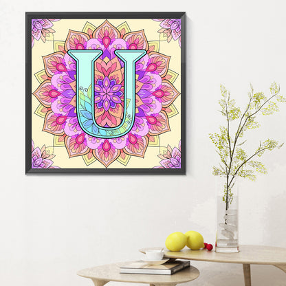 Mandala Letter U - Full Round Drill Diamond Painting 30*30CM