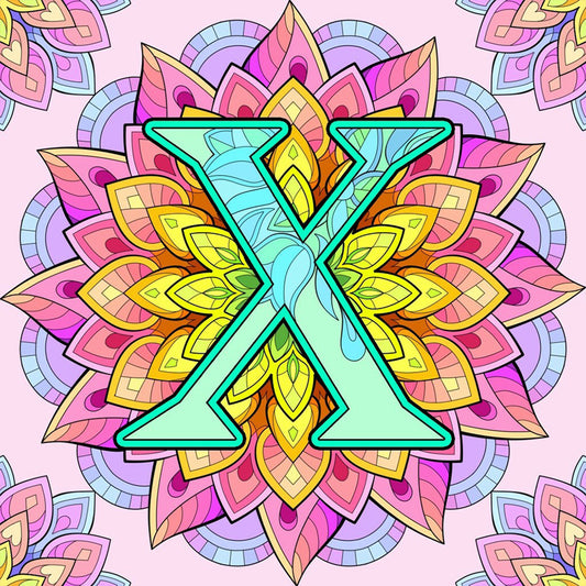 Mandala Letter X - Full Round Drill Diamond Painting 30*30CM