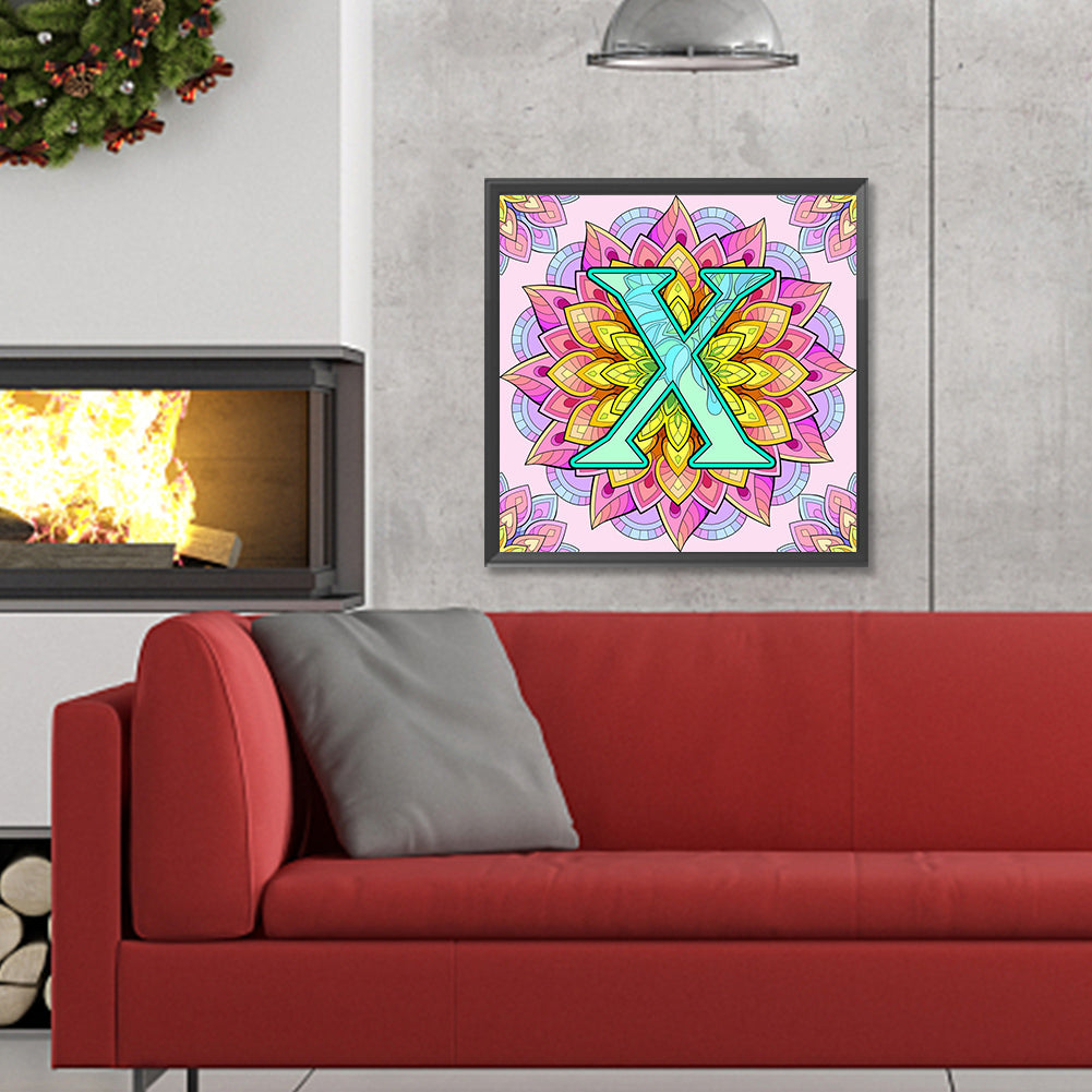 Mandala Letter X - Full Round Drill Diamond Painting 30*30CM