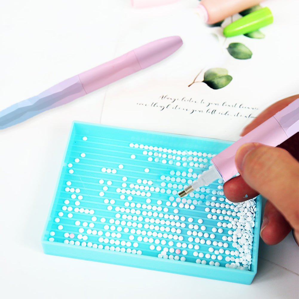 Diamond Art Pens with 6 Pen Heads for DIY Crafts (Frosted Pink Blue + Roller)
