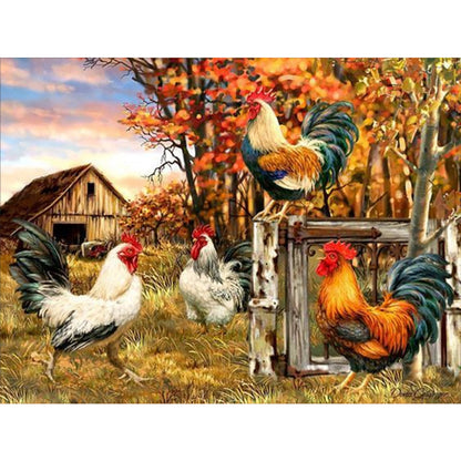 Country Cock - Full Round Drill Diamond Painting 40*30CM