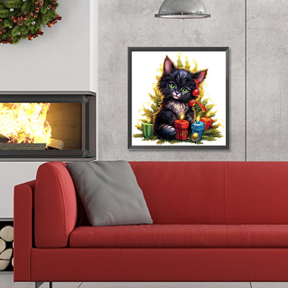 Lantern Black Cat - Full Round Drill Diamond Painting 30*30CM