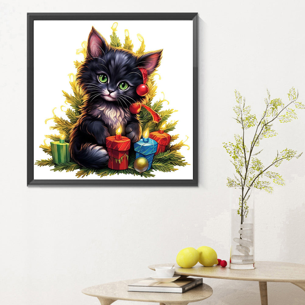 Lantern Black Cat - Full Round Drill Diamond Painting 30*30CM