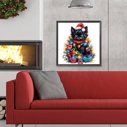 Lantern Black Cat - Full Round Drill Diamond Painting 30*30CM