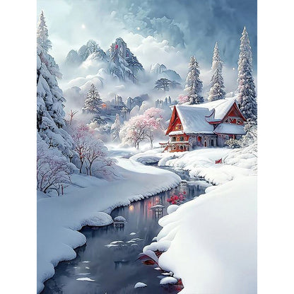 Snow Cabin - Full Round Drill Diamond Painting 30*40CM