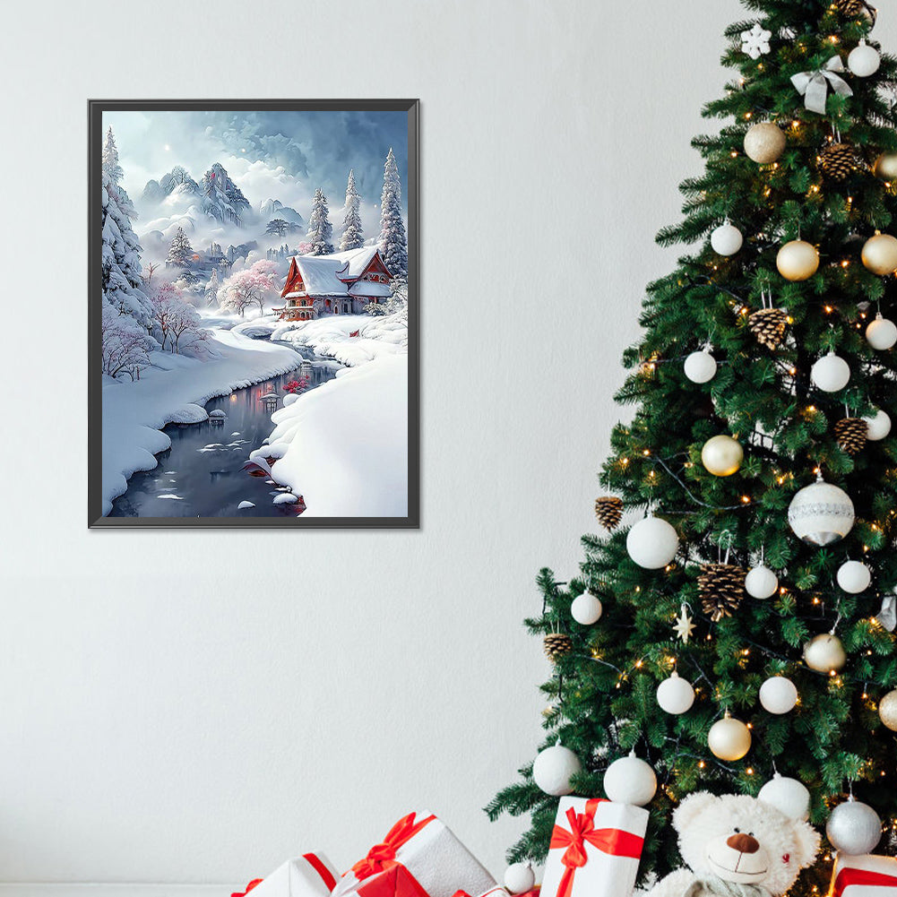 Snow Cabin - Full Round Drill Diamond Painting 30*40CM