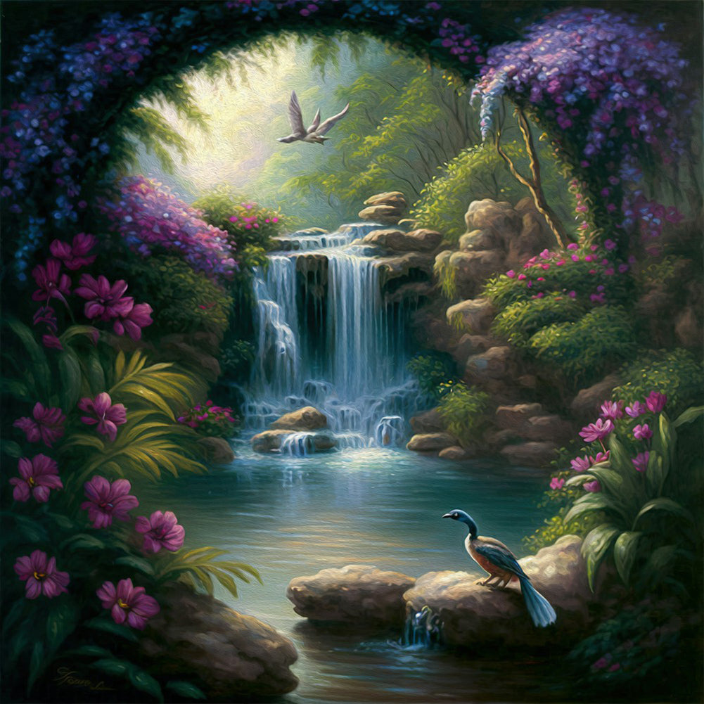 Secluded Forest Lake - Full Round Drill Diamond Painting 30*30CM