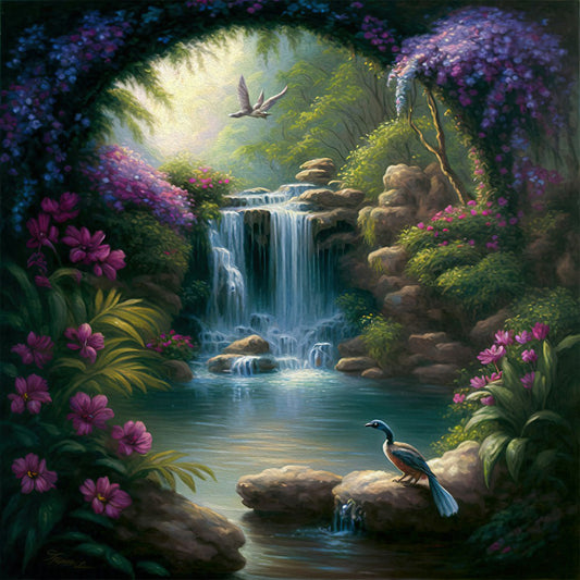 Secluded Forest Lake - Full Round Drill Diamond Painting 30*30CM