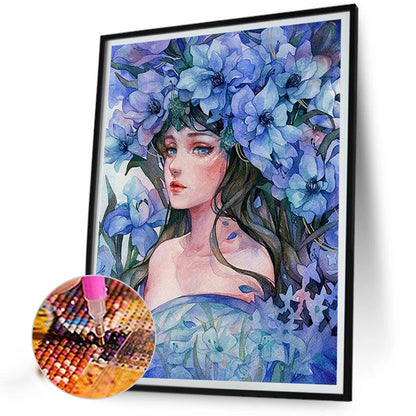 Girl In Flowers - Full Square Drill Diamond Painting 40*50CM