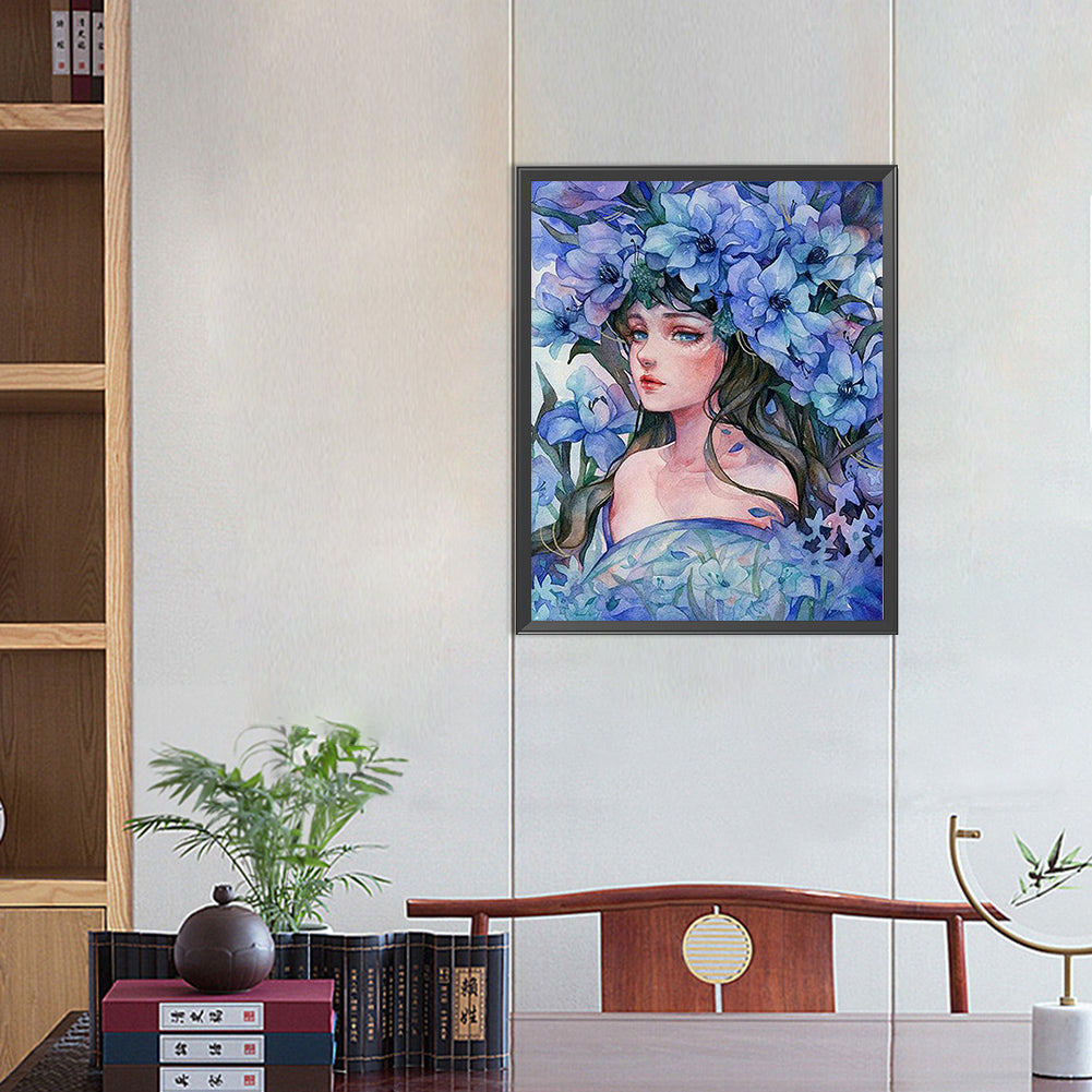 Girl In Flowers - Full Square Drill Diamond Painting 40*50CM