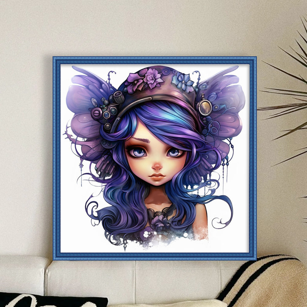 Big Eyed Butterfly Elf - 11CT Stamped Cross Stitch 50*50CM