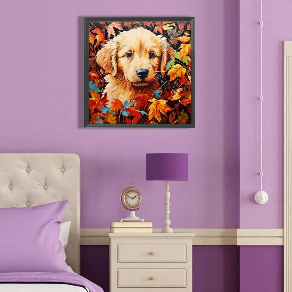 Maple Leaf Dog - Full Round Drill Diamond Painting 40*40CM