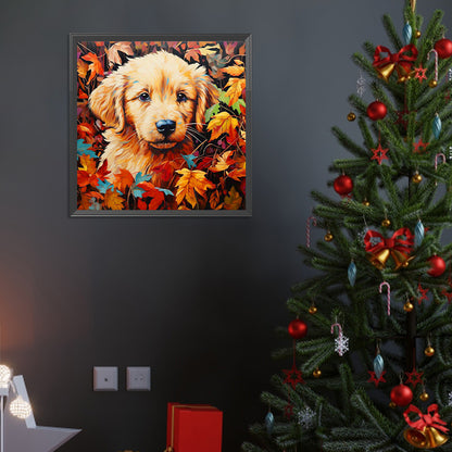 Maple Leaf Dog - Full Round Drill Diamond Painting 40*40CM