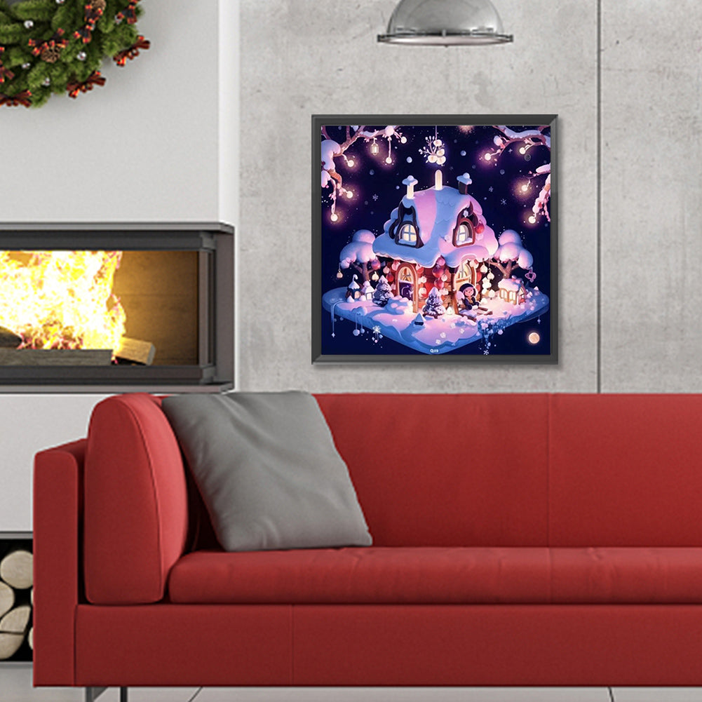 Snow Cabin - Full Round Drill Diamond Painting 30*30CM