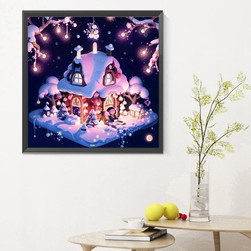 Snow Cabin - Full Round Drill Diamond Painting 30*30CM