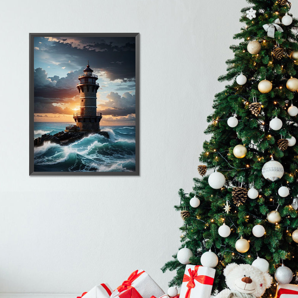 Sea Lighthouse - Full Round Drill Diamond Painting 30*40CM