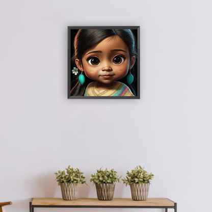 Indian Little Girl - Full Round Drill Diamond Painting 30*30CM