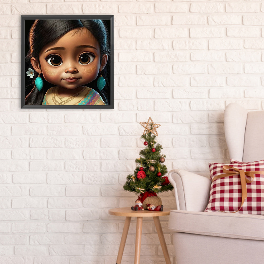 Indian Little Girl - Full Round Drill Diamond Painting 30*30CM