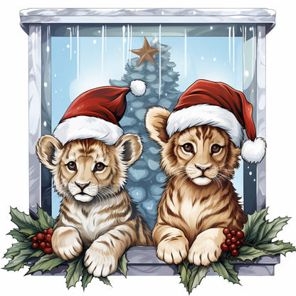 Window Animal Tiger - Full Round Drill Diamond Painting 30*30CM