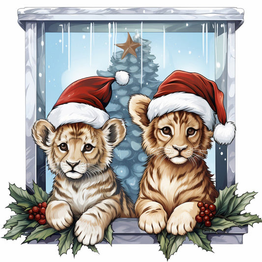 Window Animal Tiger - Full Round Drill Diamond Painting 30*30CM