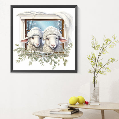 Window Animal Sheep - Full Round Drill Diamond Painting 30*30CM