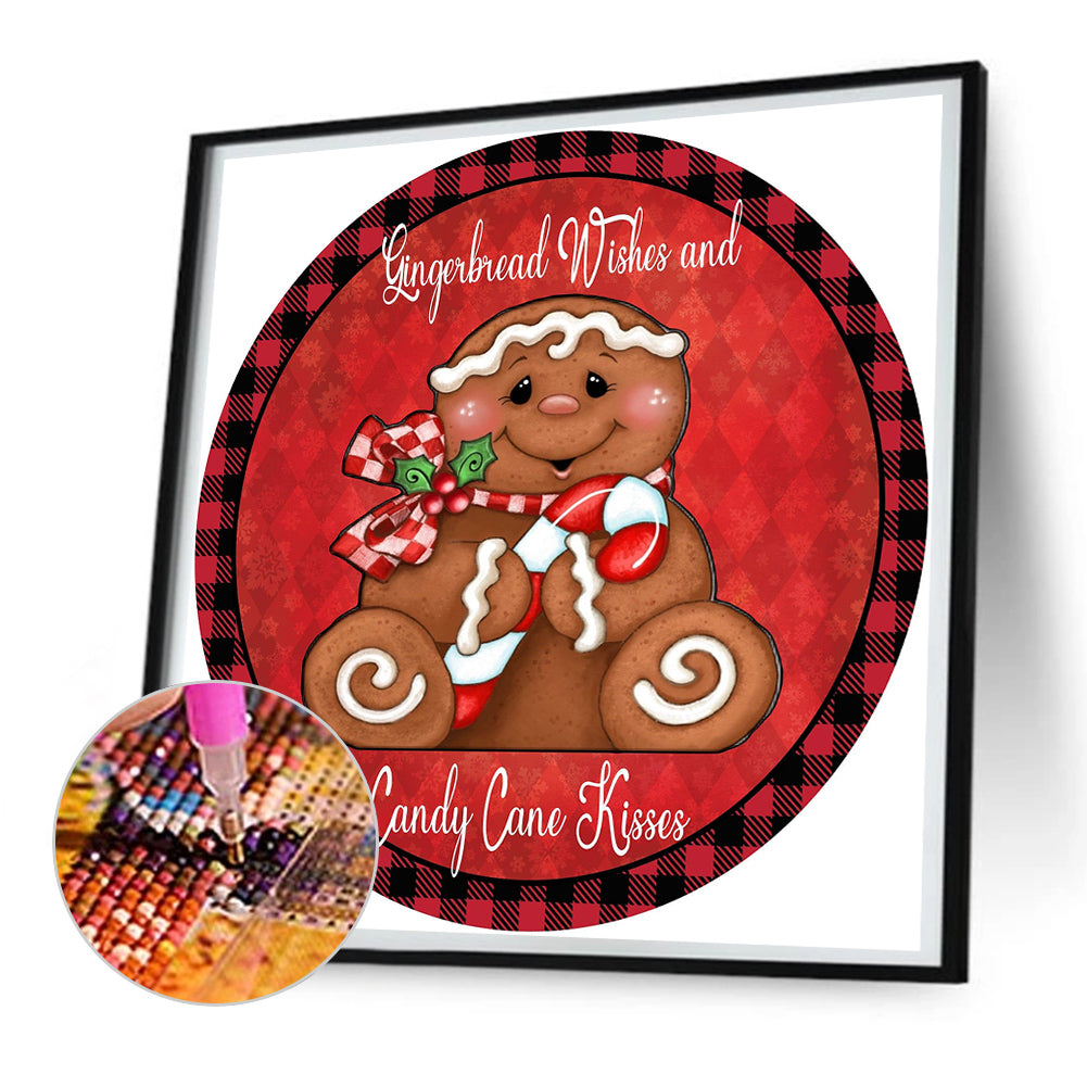Round Gingerbread Man - Full Round Drill Diamond Painting 30*30CM