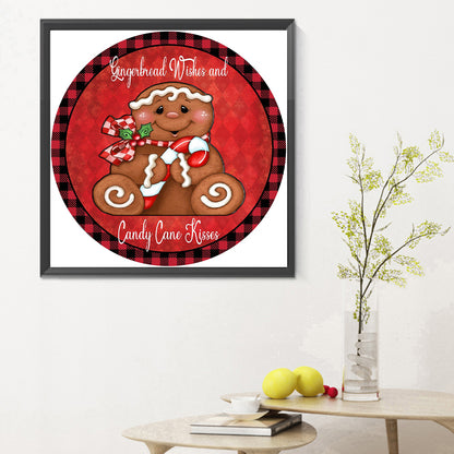 Round Gingerbread Man - Full Round Drill Diamond Painting 30*30CM