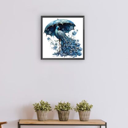 Blue Peacock - Full Round Drill Diamond Painting 30*30CM
