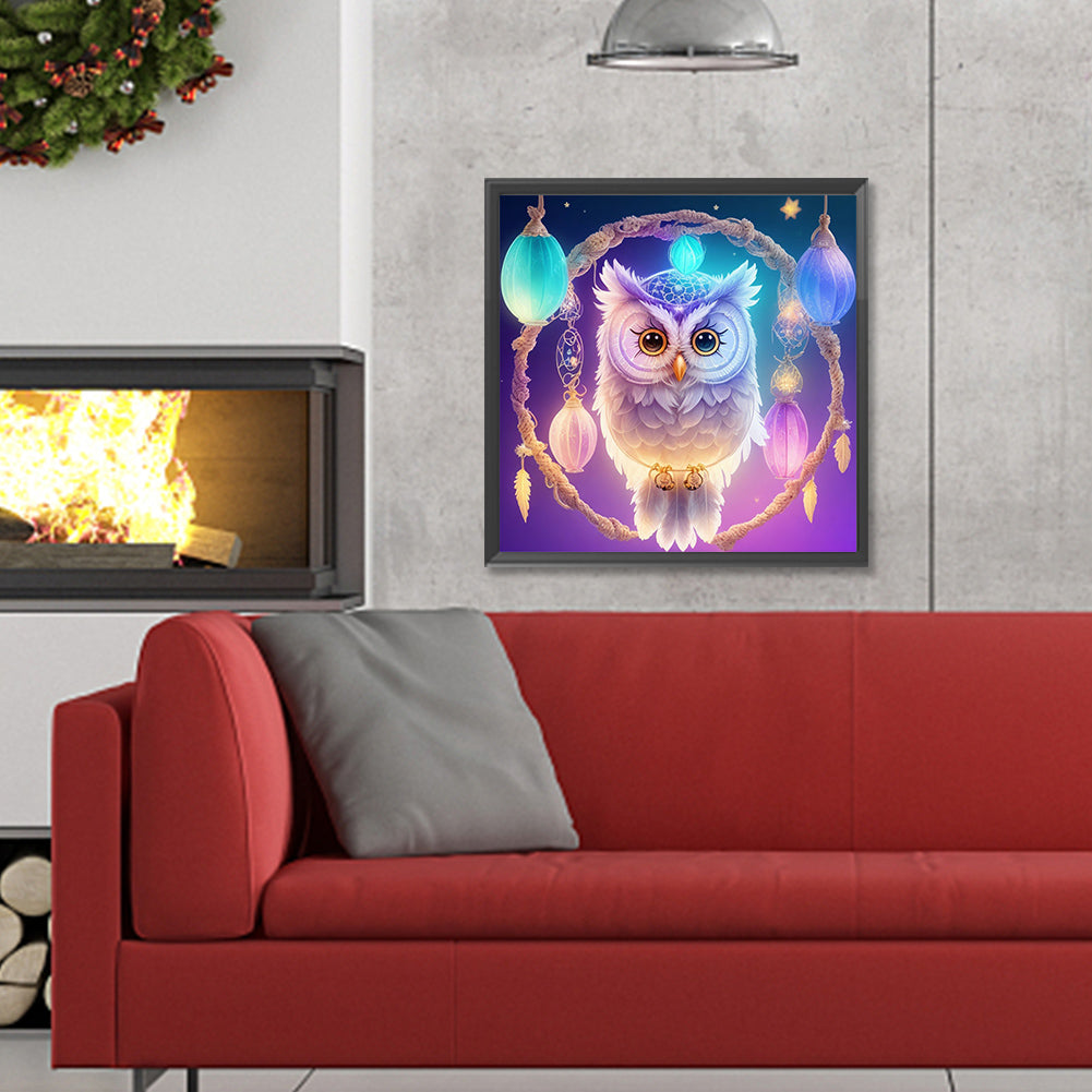 Owl Dream Catcher - Full Round Drill Diamond Painting 30*30CM