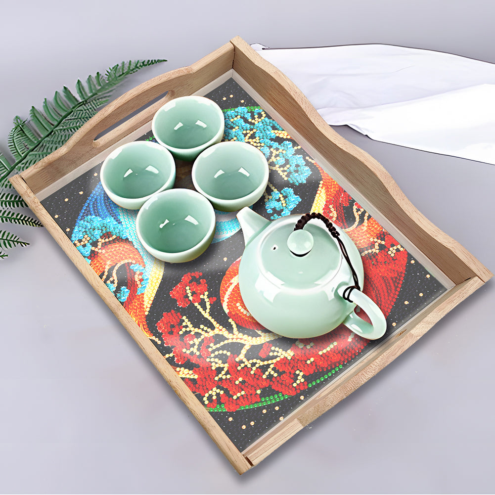 Diamond Painting Nesting Food Trays with Handle Coffee Table Tray (#5)