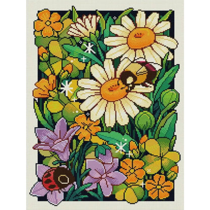 Flowers In Spring - 14CT Stamped Cross Stitch 35*47CM(Joy Sunday)