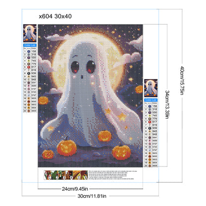 Halloween Cute Little Ghost - Full Round Drill Diamond Painting 30*40CM