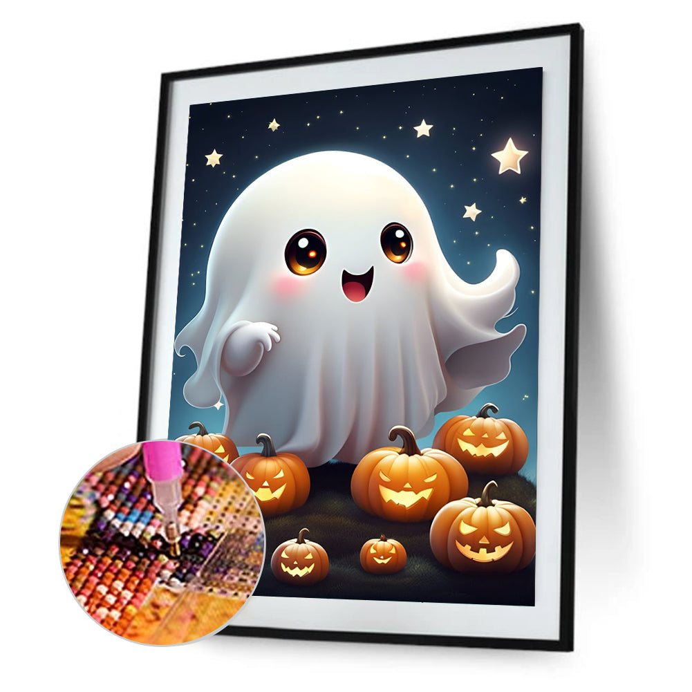 Halloween Cute Little Ghost - Full Round Drill Diamond Painting 30*40CM