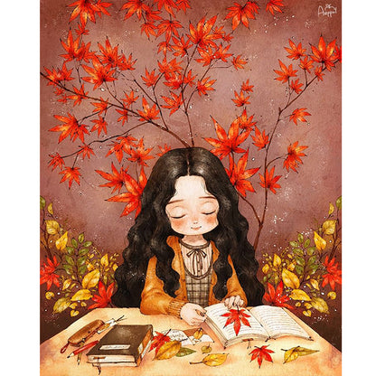 Autumn Vibe Girl - Full Round Drill Diamond Painting 40*50CM