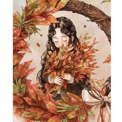 Autumn Vibe Girl - Full Round Drill Diamond Painting 40*50CM
