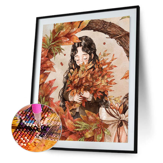 Autumn Vibe Girl - Full Round Drill Diamond Painting 40*50CM
