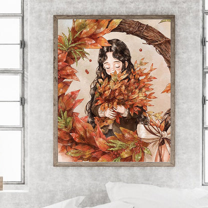 Autumn Vibe Girl - Full Round Drill Diamond Painting 40*50CM
